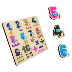 Enorme Big Wooden Numbers and Vehicles Puzzle with Knobs Educational and Learning Game For Kids Multicolour - 19 Pieces image 5