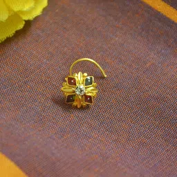 SHREEVARAM Gold-Plated Cubic Zirconia Ring Nosepin-picture-25