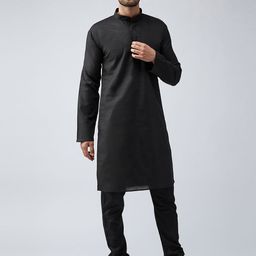 SOJANYA Men Black Solid Kurta with Churidar-image-80