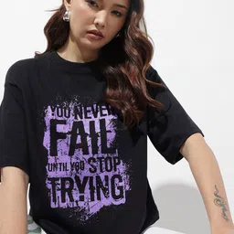 The Roadster Life Co. Typography Printed Pure Cotton Oversized T-shirt-image-43