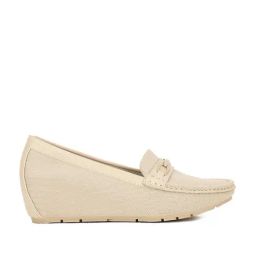 Bata Women's Beige Wedge Loafers-image-42