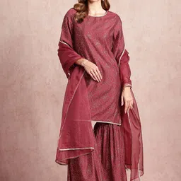 all about you Ethnic Motifs Print Kurta with Sharara & Dupatta-40