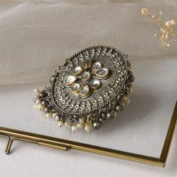 Teejh Ethnic Qusha Silver Oxidized Rings for Women-23