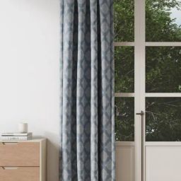DDecor Blue Damask Polyester 9 ft Long Door Curtain-17