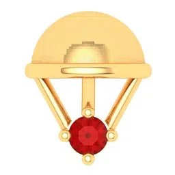 P.C. Chandra Jewellers 18k Gold Parachute Shape Red Stone Nosepin-image-41