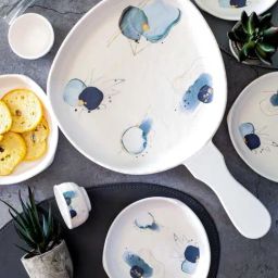 Servewell Dil Se White & Blue Melamine 7 Serving Platter-27
