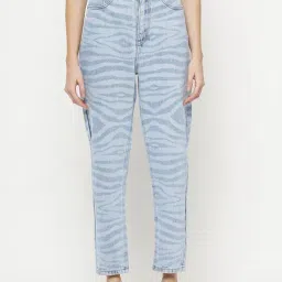 Camla Light Blue Printed Mid rise Jeans-image-2