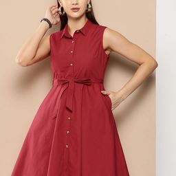 Chemistry Solid Tie-Ups Detailed A-Line Dress-image-95