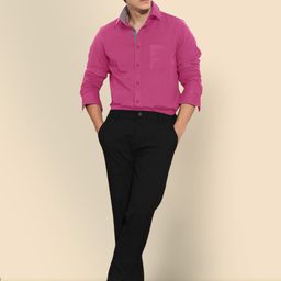 SZN Men Standard Fit Spread Collar Solid Cotton Formal Shirt-image-86