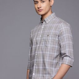 Louis Philippe Sport Nirvana Slim Fit Checked Button-Down Collar Pure Cotton Casual Shirt-image-9