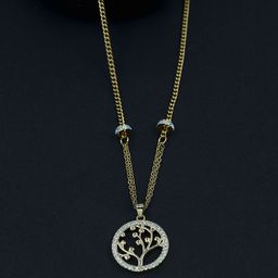 ARTKLIM Stainless Steel Gold-Plated Tree Of Life Pendant With Chain-image-2