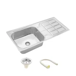 LIPKA 45x20x9 inch Glossy Finish Stainless Steel Single Bowl Kitchen Sink with Drain Board, SBSD06-image-54
