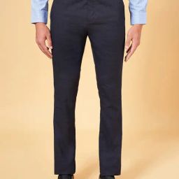 Byford By Pantaloons Navy Slim Fit Checks Trousers-picture-10