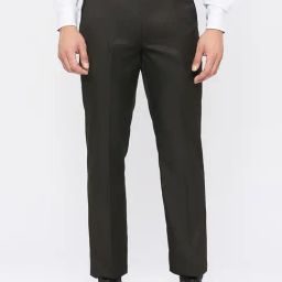 SOLEMIO Black Slim Fit Flat Front Trousers-image-14