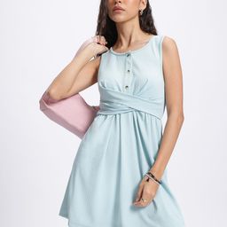glitchez Adorable Allure Self-Design Twisted Mini A-Line Dress-image-25