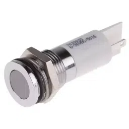 RS PRO White Panel Mount Indicator 6-36V DC, Mounting Hole Size 14 mm, Termination Type Solder Tab, IP Rating IP67, Model No 7039055-11