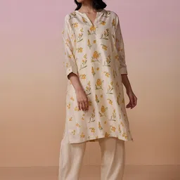 Dressfolk Floral Tunic Set In Chanderi With Hand-Block Print CO-Ord-set-picture-26