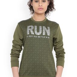 Alcis Women Olive Green Printed Sweatshirt-image-74