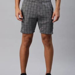 ALCIS Grey Slim Fit Printed Training Sports Shorts-picture-36