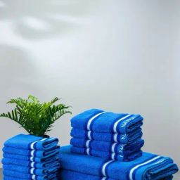 Nautica Vintage Crew Stripe Royal Blue Cotton 500 GSM Super Soft Zero Twist Towel Set - 14 Pcs-42