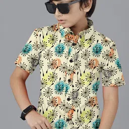 BAESD Boys Premium Spread Collar Floral Printed Cotton Casual Shirt-image-19