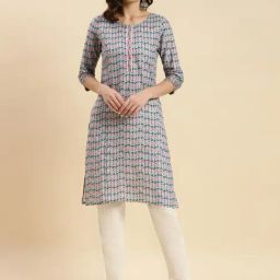 Rangita Sea Green Cotton Floral Print Straight Kurta-image-47