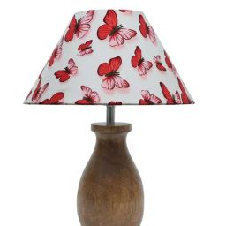Homesake Cone Butterfly Multicolor Wood Dovel Pot Table Lamp with Fabric Lampshade image 4
