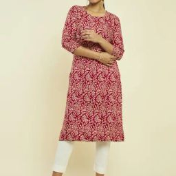 Soch Maroon Printed Straight Kurta-image-50