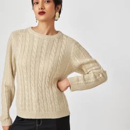 The Label Life Cream Cable Knit Sweater-image-0