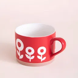 THEDECORKART Red & White Printed Ceramic Matte Mugs Set of Cups and Mugs image 3