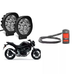Cartronics 9 Round Cap LED Fog Light With On/Off Switch for Suzuki SV650 (Set of 2 Pcs)-18