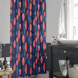 ArtzFolio Black and Blue Geometric Printed Water Proof Shower Curtain-62