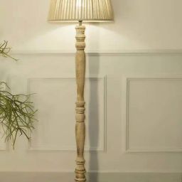 Kapoor E Illuminations Siemon Distress White Wood Single Light Floor Lamp-picture-4