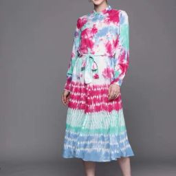 Indo Era Multicolored Tie & Dye Shirt Dress-picture-4