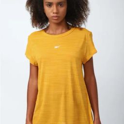 Reebok Yellow Cotton Striped Sports T-Shirt-image-48