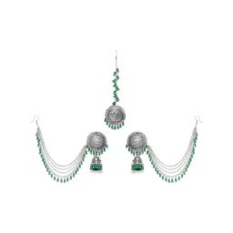 YouBella Stylish Latest Design Green Jhumki Earring & Maangtikka Sets-image-53