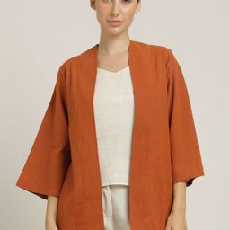 Saltpetre Flared Sleeves Pure Cotton Open Front Shrug-9