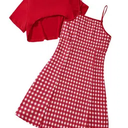 StyleCast x Revolte Girls Top With Checked Shoulder Straps Dress-image-48
