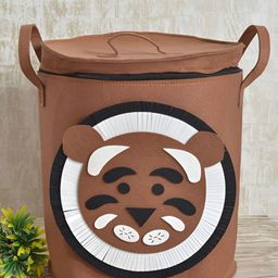 Myntra Elegant Homes Brown & White Self Design Living Room Canvas Multi-Utility Organisers-52