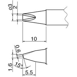 Hakko Soldering Tip with Concave For FX-838, T20-1610-35