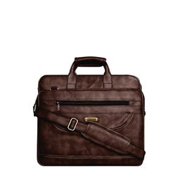 LOREM Unisex Brown Textured Laptop Bag-31