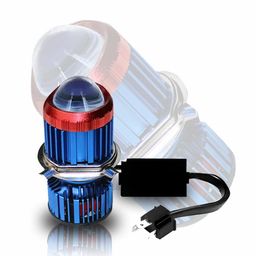 OBEROI'S TRADERS Super Bright H4 Fitting CYT Led Headlight Lens Projector Bulb | White and Yellow | High and Low Beam | With Cooling Fan For All Bikes, ATV and Scooters image 1