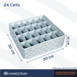 HomeStrap Non-Woven 24 Compartment Socks Organizer | Foldable Drawer Divider for Cupboard | Spacious & Multipurpose Storage for Socks, Ties & Innerwear | Space-Saving Storage Organizer| Set of 2-Grey image 2