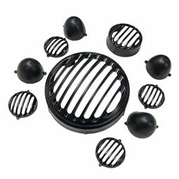 MIKANIX Meteor 350 Bike CNC Metal Front Rear Headlight Grill/Jali Cover Set with Tail Lamp, Indicator Cup Compatible Only For Royal Enfield Meteor 350 (Set of 10) image 1