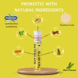 vitamins & me Gut Health Effervescent Tablets by Vitamins & Me|Probiotics + Digestive Enzymes Supplements|Helps Reduces Bloating & Acidity,Constipation | Ginger Triphala Liquorice |1B CFU Probiotics|40 Days image 2