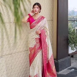 Anjaneya Sarees Woven Design Zari Silk Blend Banarasi Saree-12