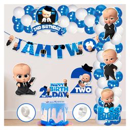 Zyozi 2nd Birthday Boss Baby Theme Balloon Arc Decoration Boss Baby Theme Second Birthday for Boys Blue - Pack of 60-picture-18