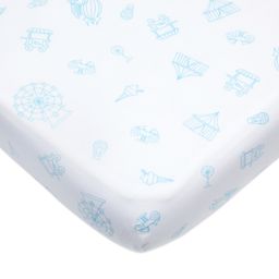 Masilo Organic Cotton Fitted Cot Sheet  Carnival Blue-11