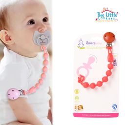 THE LITTLE LOOKERS Silicone Pacifier Clip for Baby Boys and Girls, One Piece Pacifier Clips, Wooden Soother Clips Design, Fits Most Pacifiers and Teething Toys - Red-28