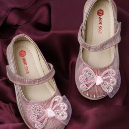 Mine Sole Stones Embellished Bow Designed Mary Jane Ballerinas - Pink-image-94